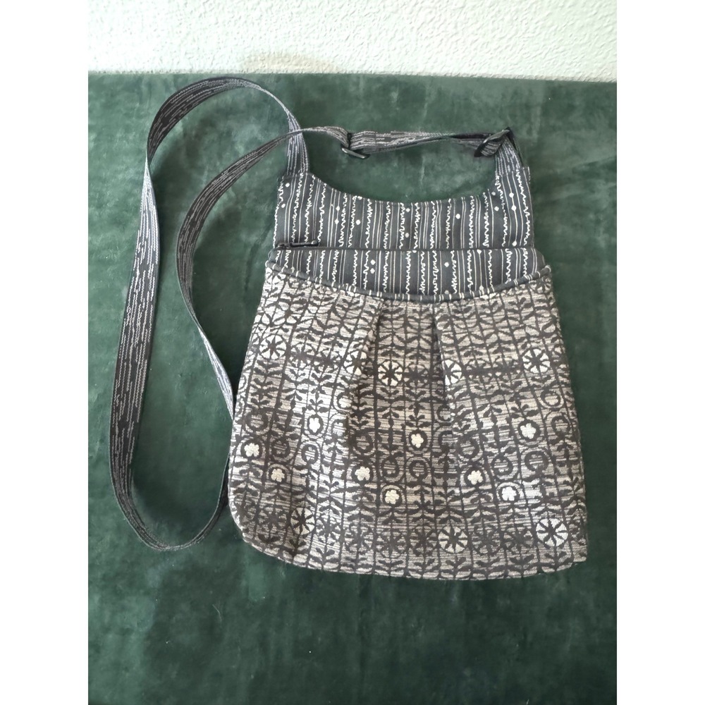 Maruca Crossbody Bag Women Medium Black Gray Jacquard Boho Handmade Adjustable